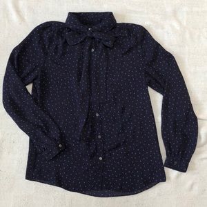 Lands End Navy Speckled Button Down with Neck Tie